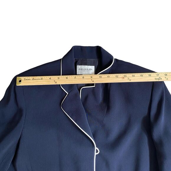 Vintage Emanuel Ungaro Women Long Blazer 10  Navy Classic Designer Business - Picture 7 of 9